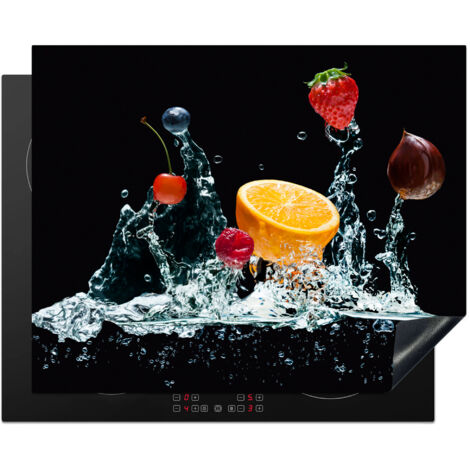 Induction Hob Protector Water - Fruit - Orange - Strawberry - Cherry - Black 65x52 cm