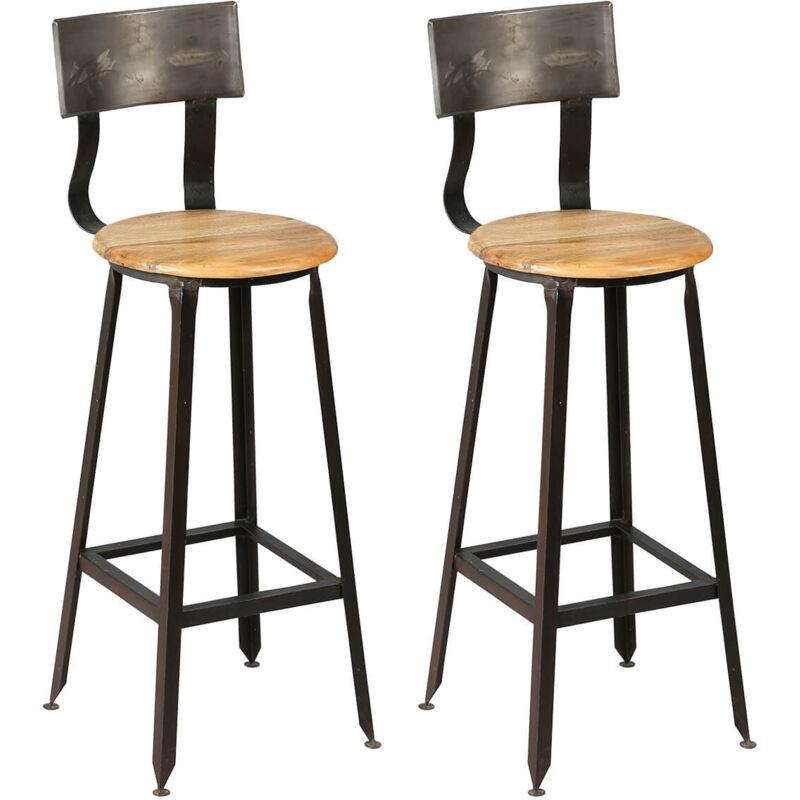 Altobuy - indus - Lot de 2 Tabourets de Bar Industriel H75