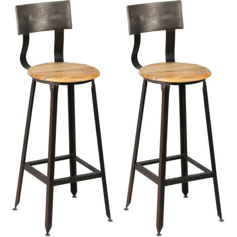 INDUS - Lot de 2 Tabourets de Bar Industriel H75