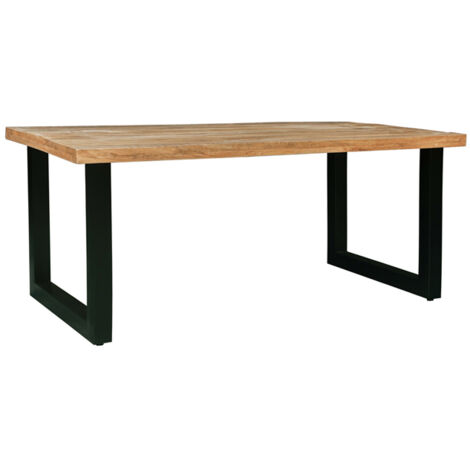 Induse Dining Table - Mango Wood/Iron - L90 x W180 x H76 cm - Mango PP Saw Finish