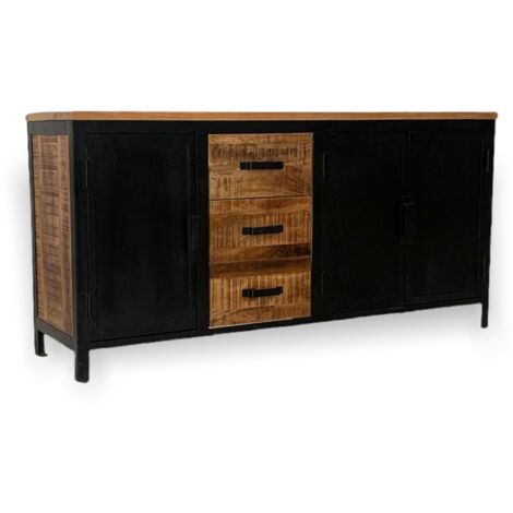 Induse Large Sideboard - Mango Wood/Iron - L42 x W160 x H78 cm - PP Sawn Finish