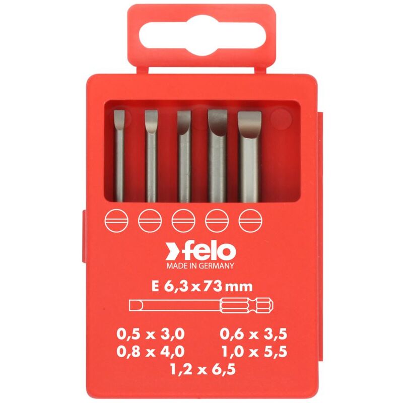 Image of Felo - Industria della scatola bit professionale, e 6.3 x 73 mm, 5 pezzi.