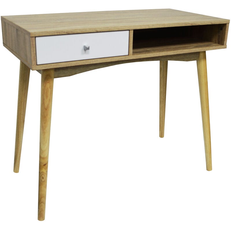 INDUSTRIAL - 1 Drawer Office Computer Desk / Dressing Table - Oak / White