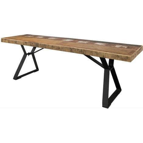 INDUSTRIAL 14 Panca in legno riciclato e ferro - laccato multicolore 150x40x45