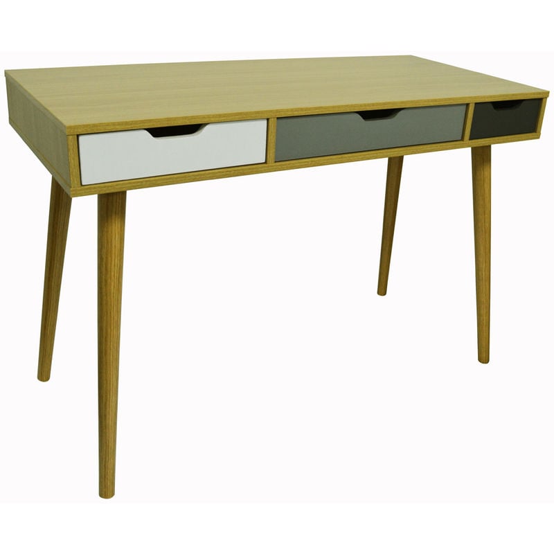 INDUSTRIAL - 2 Drawer Office Computer Desk / Dressing Table - Beech / Multicoloured