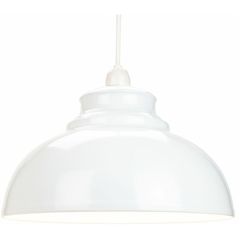 Industrial and Modern Galley Design White Metal Ceiling Pendant Light Shade by Happy Homewares
