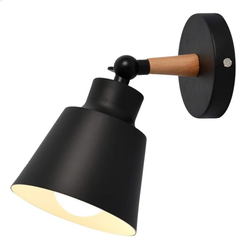 Industrial Aplique de Pared E27 Metal Hierro Iluminación de Pared Ángulo Ajustable para Comedor Salón Dormitorio Pasillo Bar (Negro)