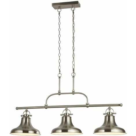 main image of "Industrial bar pendant light dallas 3 bulbs satin silver"