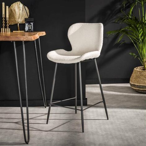 Industrial Bar Stool Golf Boucle White