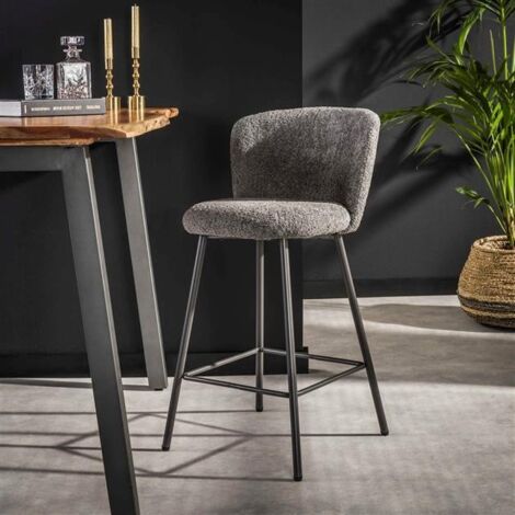 Industrial Barstool Sweep Boucle Grey