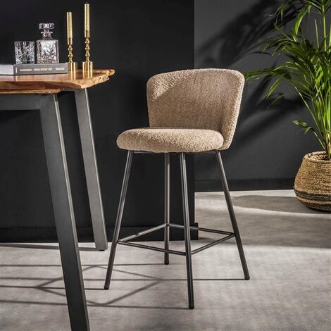 Industrial Barstool Sweep Boucle Sand