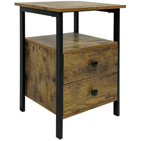 main image of "Industrial Bedside Table, Side Table with Drawer , Storage Cabinet Brown"