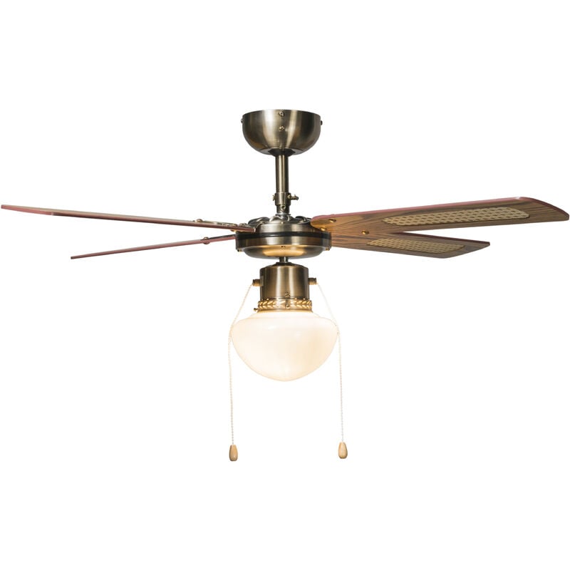 Qazqa - Industrial ceiling fan with lamp 100 cm wood - Wind