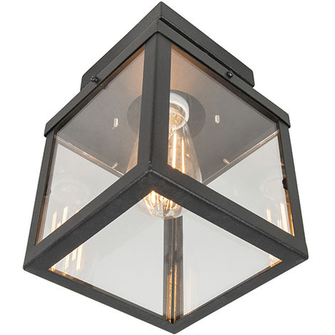 QAZQA Industrial Ceiling Lamp 1 Black IP23 - Rotterdam