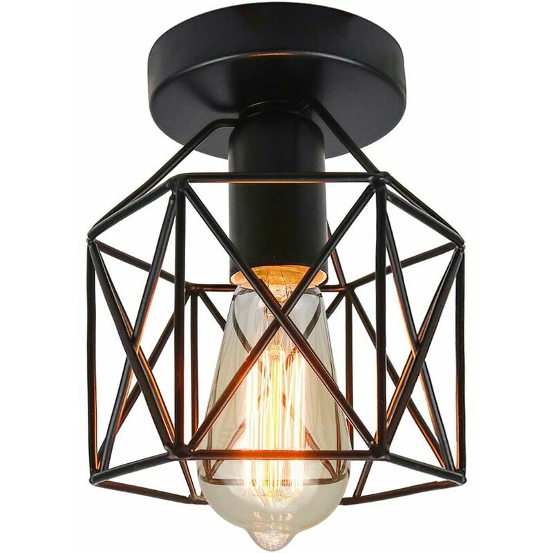 Hoopzi - Industrial Ceiling Lamp Industrial Vintage Ceiling Lamp Suspension Light Fixture for Entrance, Porch, Hallway, Dining Room. (Black1)