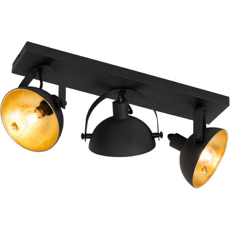 Industrial Ceiling Light Black with Gold 3-Light Adjustable - Magnax