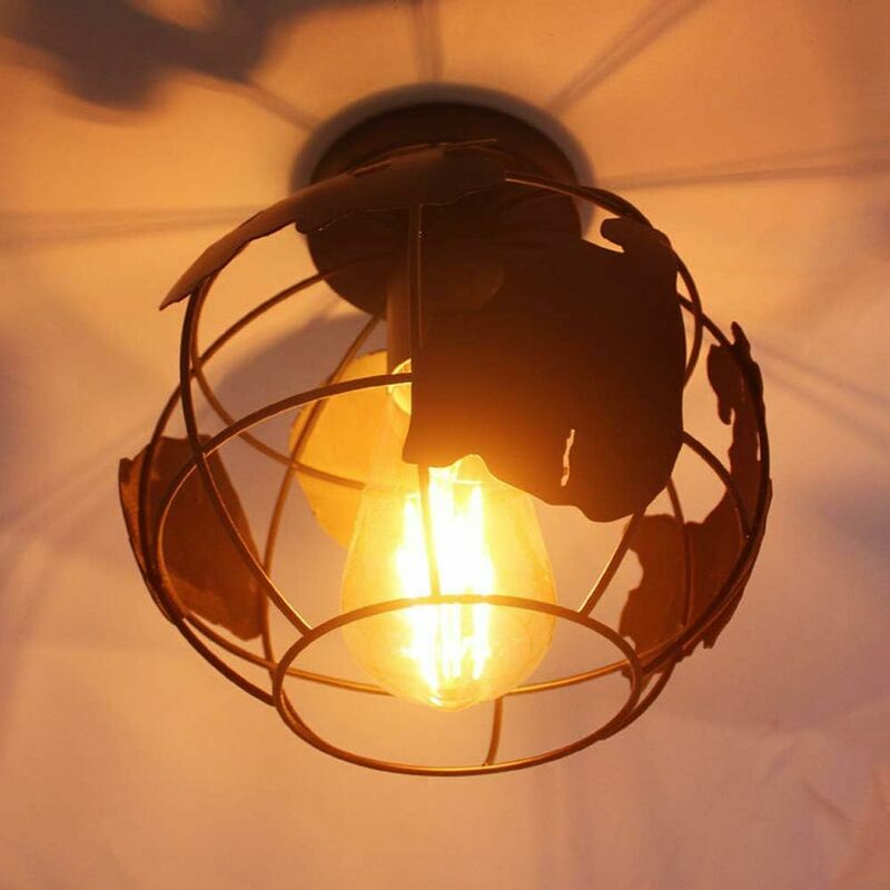 Hoopzi - Industrial Ceiling Light Fixture E27 Creative Chandelier Suspension Vintage Earth Shape Design Ceiling Lamp Cage Lighting Decoration for