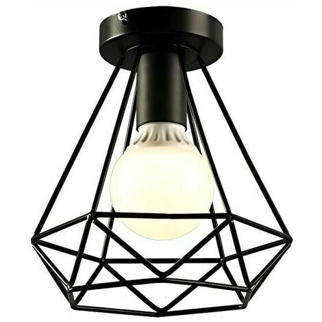 Industrial Ceiling Light Metal Iron Cage Diamond Retro Chandelier Pendant Light Fixture for Hallway,Entrance,Aisle,Bedroom,Porch