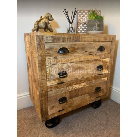 Industrial Chest Drawers Vintage Storage Shoe Cabinet Rustic Solid Wood Cupboard