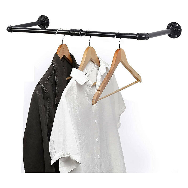 Industrial Clothes Rack, 83cm Rustic Iron Wall Mounted Coat Rack