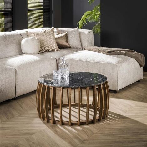 Industrial Coffee Table Starry Black Marble