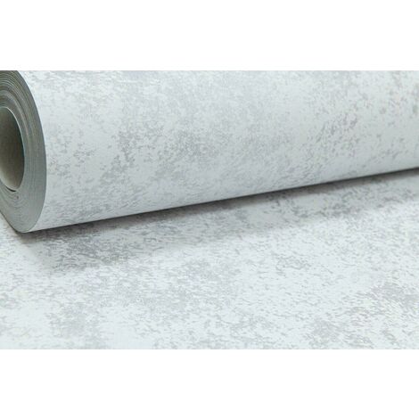 Industrial Concrete Texture Plain Light Grey Metallic Silver Wallpaper