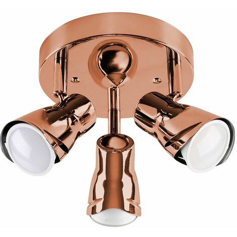 Industrial Copper Adjustable 3 Way Round Plate Ceiling