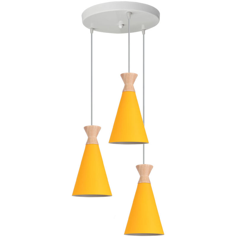 Wottes - Industrial Decoration Chandelier Modern Macaron Creative Pendant Light Fixture 3 Lights - Giallo