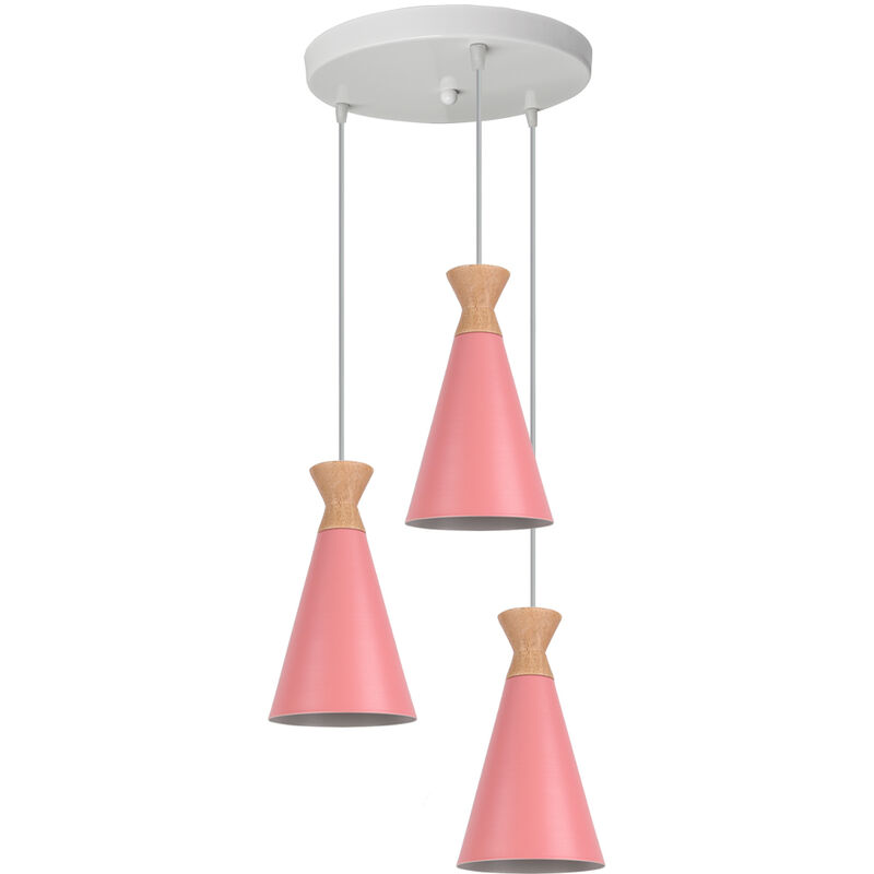 Wottes - Industrial Decoration Macaron Pendant Light Creative Modern Pendant Lamp 3 Lights - rosa