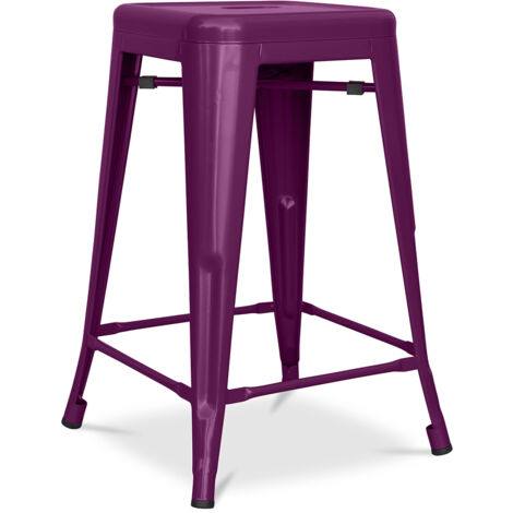 Industrial Design Bar Stool - Matte Steel - 60cm - Stylix Purple