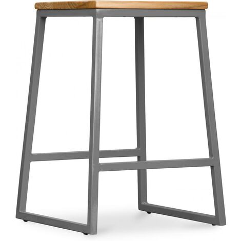 Industrial Design Bar Stool - Wood & Metal - 60cm - Big Boy Dark grey