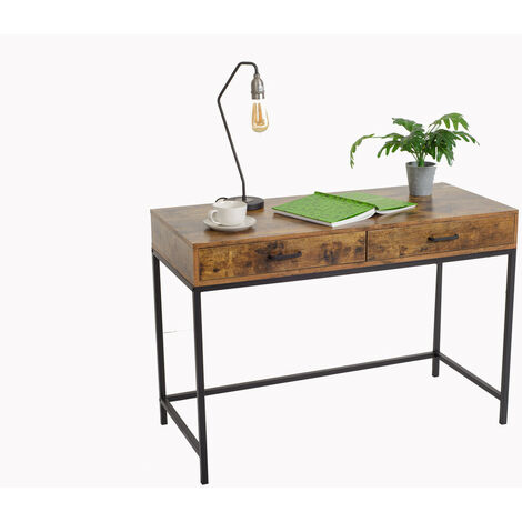 Industrial design computer desk with 2 drawers
