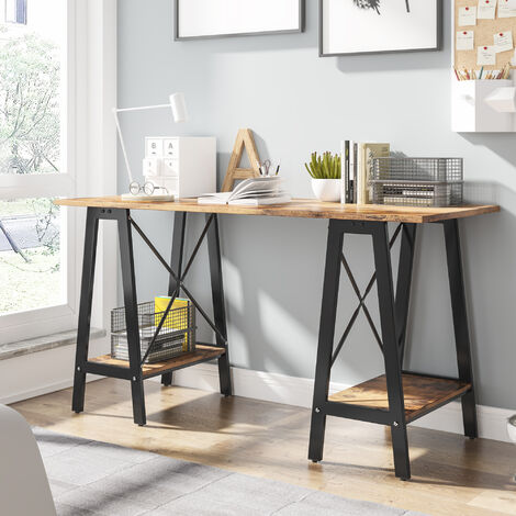 Industrial Desk Computer Table with 2 shelves Metal Frame Workbench