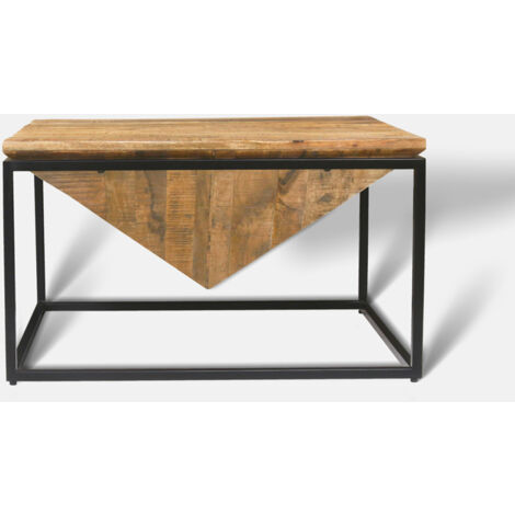 Industrial Diamond Coffee Table - Mango Wood/Iron - L80 x W80 x H47 cm - Mango PP Saw Finish