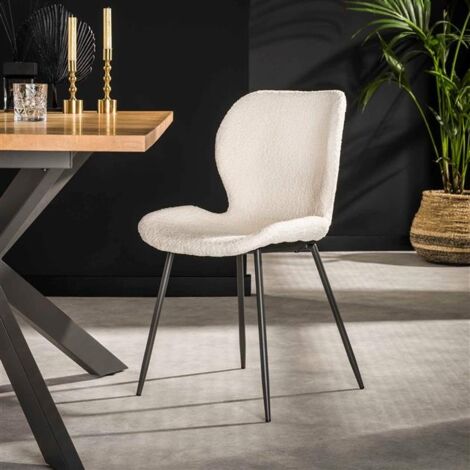 Industrial Dining Chair Golf Boucle White