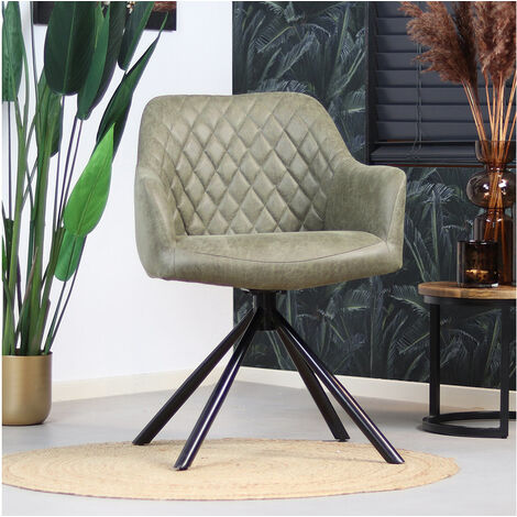 Industrial dining room chair Dex Green eco-leather - Green