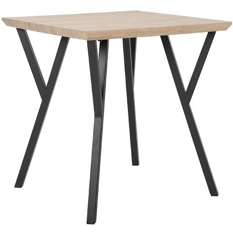 main image of "Industrial Dining Room Table 70 x 70 cm Metal Base Flared Legs Light Wood Bravo"