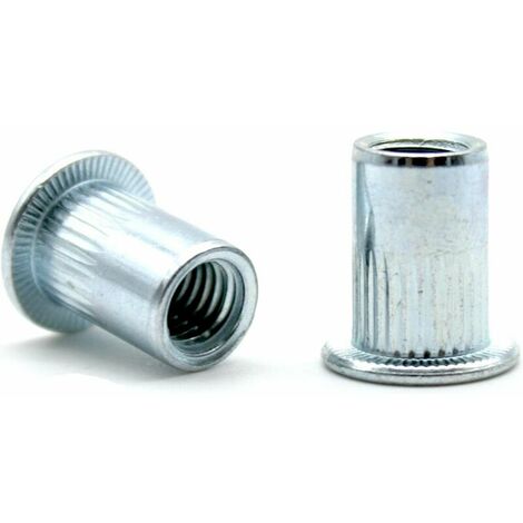 Industrial Ecrou a Sertir Aveugle en Acier M8 PACK 20 Insert Fileté à Tete Plate Rainure Rivets idéaux pour la menuiserie, la construction, la plomberie, entre autres utilisations.