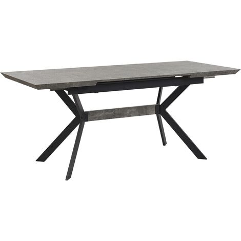 Industrial Extending Dining Table Concrete Effect MDF Tabletop 140/180x80cm Benson - Grey