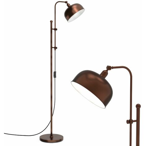 Industrial Floor Lamp Metal Free-standing Light Adjustable Height 180° Lampshade