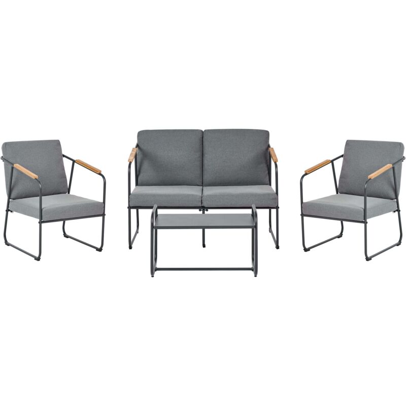 Beliani - Industrial Garden Sofa Set Steel Lounge Set 4 Seater Set With Table Grey Vezzana