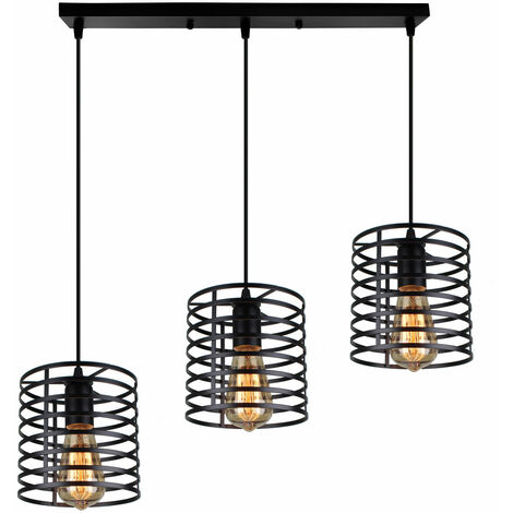 main image of "Industrial Hanging Ceiling Light 3 Lights Chandelier Vintage Pendant Light Rustic Metal Ceiling Lamp for Loft Cafe Dining Indoor Decoration Black"