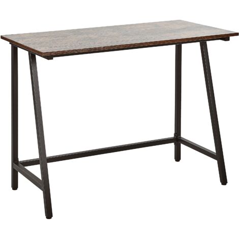 main image of "Industrial Home Office Desk Dark Wood Black Iron Frame 100 x 50 cm Vilseck"