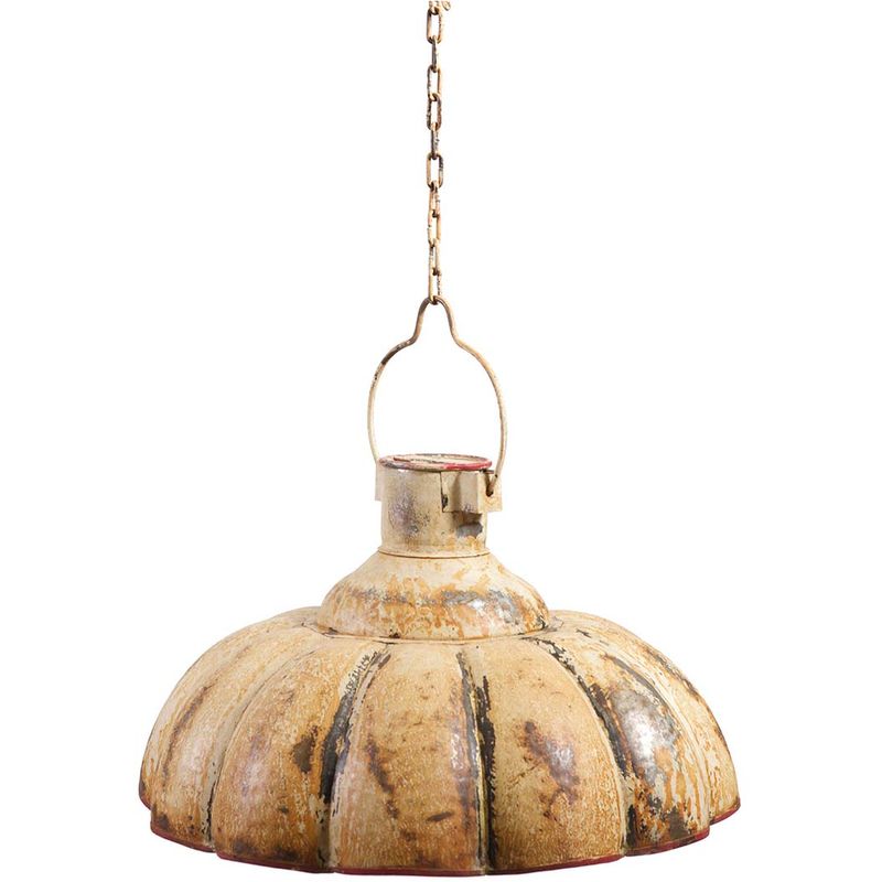 Industrial iron made antiqued cream finish W46xDP46xH27 cm sized non electrified suspended chandelier