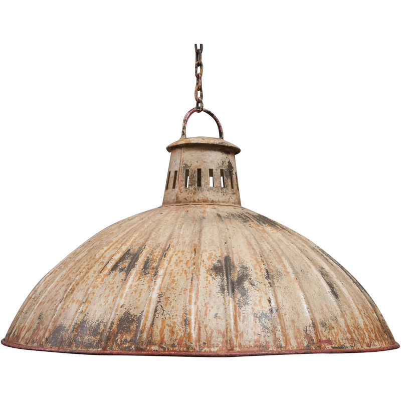 Biscottini - Industrial iron made antiqued cream finish W49xDP49xH31 cm sized non electrified suspended chandelier