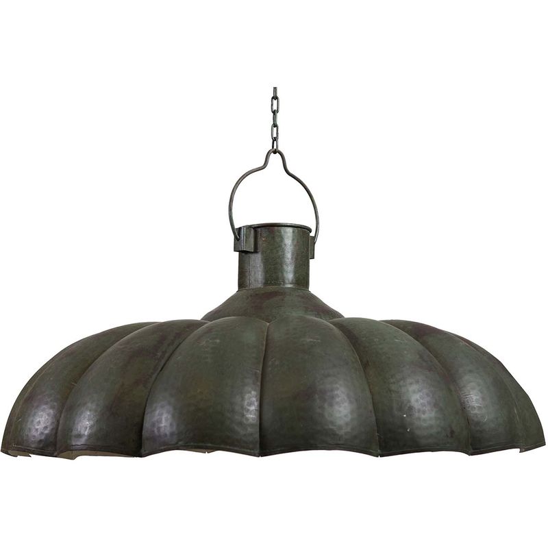 Biscottini - Industrial iron made antiqued green finish W85xDP85xH40 cm sized non electrified suspended chandelier