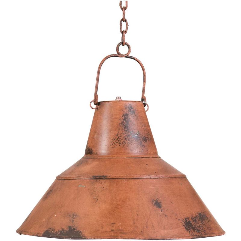 Biscottini - Industrial iron made antiqued orange finish W40xDP40xH24 cm sized non electrified suspended chandelier