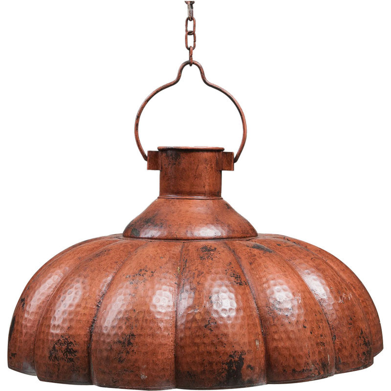 Biscottini - Industrial iron made antiqued orange finish W64xDP64xH45 cm sized non electrified suspended chandelier