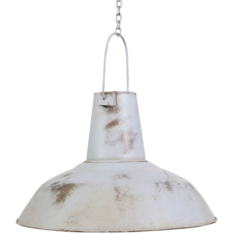 Biscottini - Industrial iron made antiqued white finish W50xDP50xH30 cm sized non electrified suspension chandelier