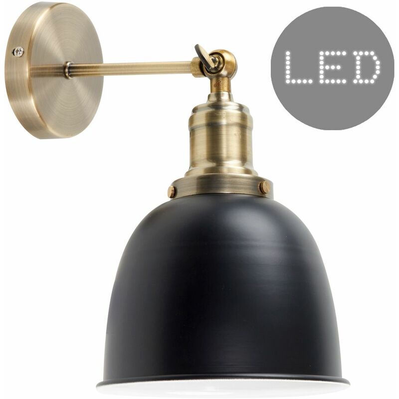 MiniSun - Industrial Knuckle Join Wall Light Fitting + LED Filament Bulb - Black